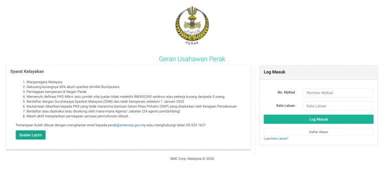 geran usahawan perak 2020