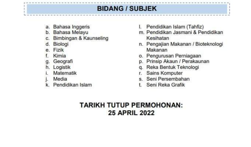 Permohonan Jawatan Kosong Guru MARA 2022 : Pegawai Perkhidmatan ...