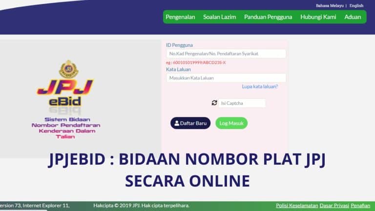 JPJeBID Bidaan Nombor Plat JPJ Secara Online