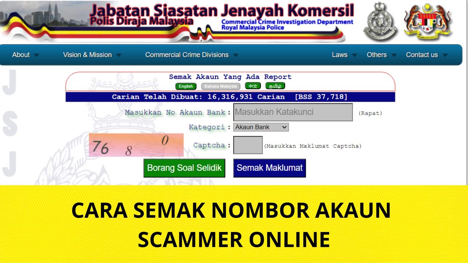 Cara Semak No Akaun Scammer Online - Info Rakyat