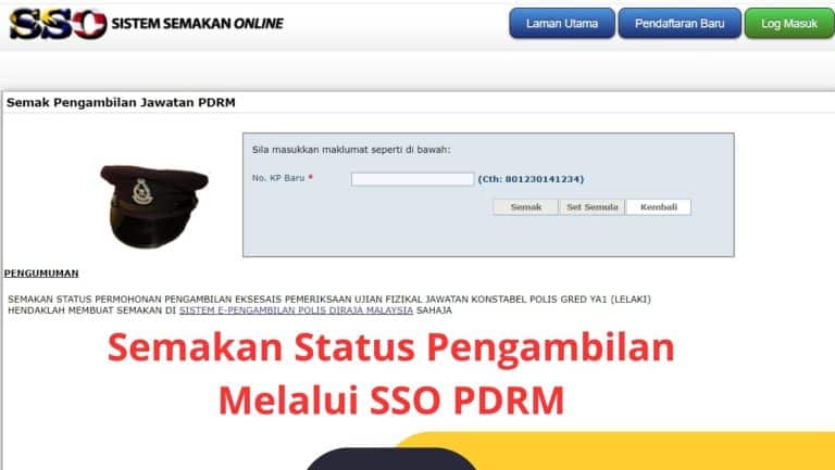Semakan Status Pengambilan Melalui SSO PDRM