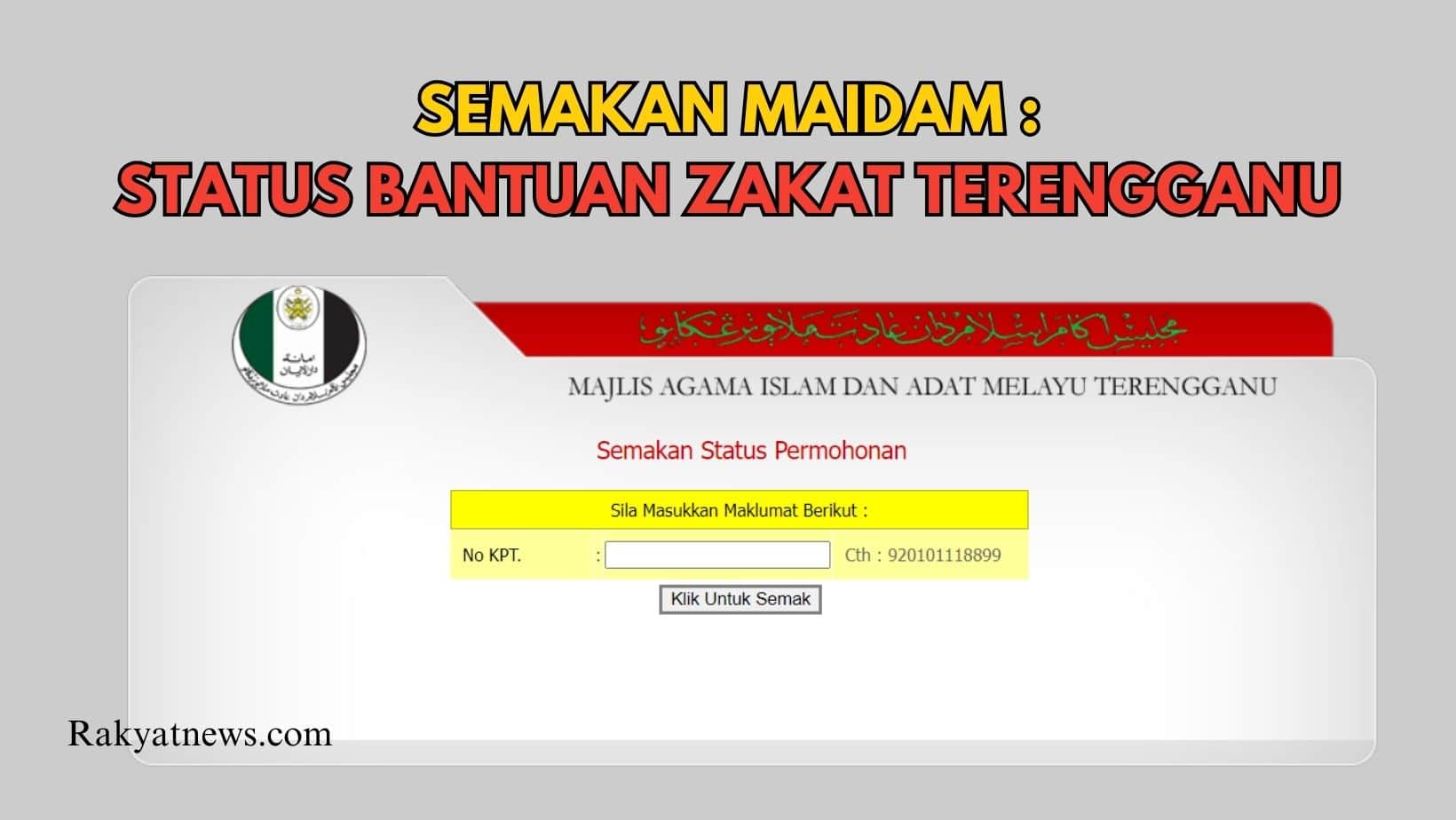 Semakan MAIDAM : Status Bantuan Zakat Terengganu